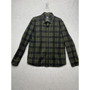 Volcom Fleece Lined Snap Shirt Jacket Mens M Green Plaid Classic Fit Casual